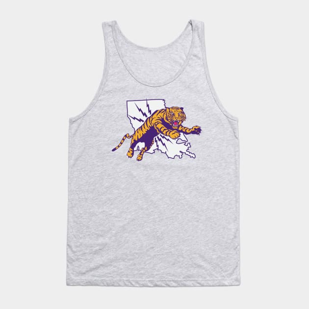 Vintage Purple and Gold Tiger Attack // Retro Louisiana Football Tank Top by SLAG_Creative